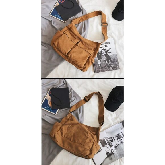 Canvas Crossbody Bag for Women Large Messenger Bags Travel Shoulder Bag Multi-po - Picture 2 of 7